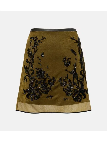 Spódnica Jacques Wei w kwiatki z koralikami zielona