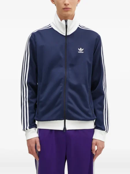 Tricou Adidas cu dungi cu broderie albastru
