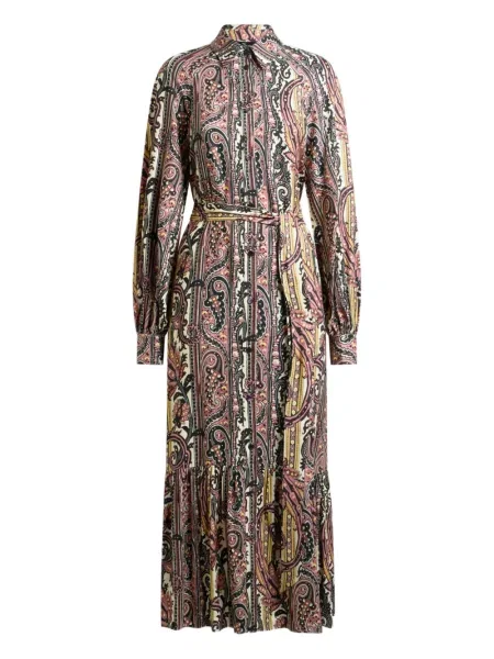 Rochie tip cămașă Etro cu imagine cu model paisley de costum roz