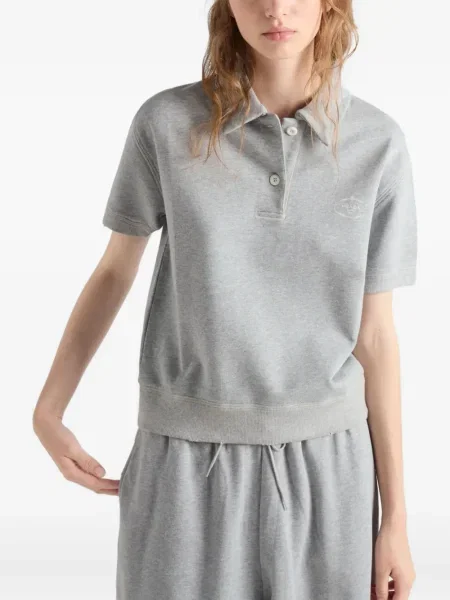 Polo Prada cu broderie tricotate gri