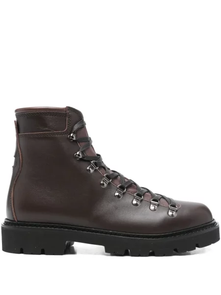 Botine Bally cu șireturi din dantelă maro