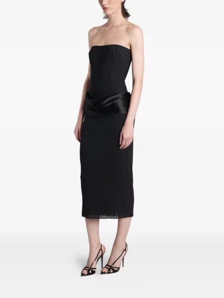 Rochie midi Alex Perry din satin fără bretele negru