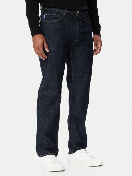 HUGO Jeans hlače Mornarsko Straight Leg modra