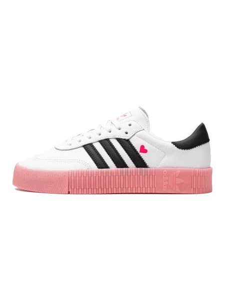 Lniane sneakersy Adidas Samba na platformie białe