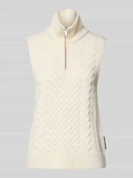 Bezrękawnik o kroju relaxed fit z mieszanki czystej wełny model ‘OLAIAAS CABLE’ Armedangels biała