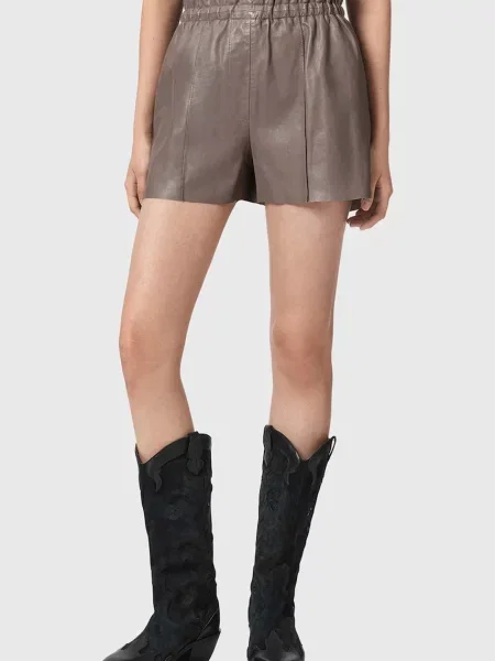 AllSaints pantaloni scurți pentru femei din piele FRAN maro