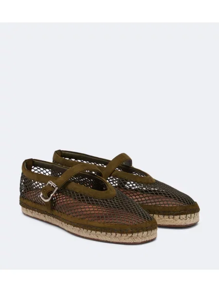 Espadrile Alaïa din piele de căprioară de plasă verde