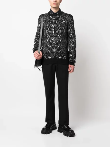 Hedvábný svetr Philipp Plein s potiskem s paisley potiskem černý