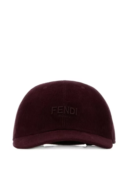 Șapcă Fendi de catifea cord roșu