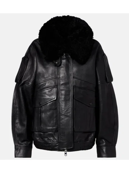 Geanta de piele Agolde negru