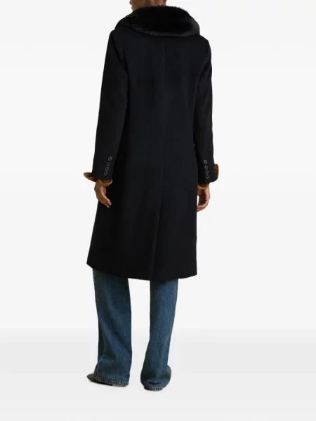 Двуредно палто Lauren Ralph Lauren черно