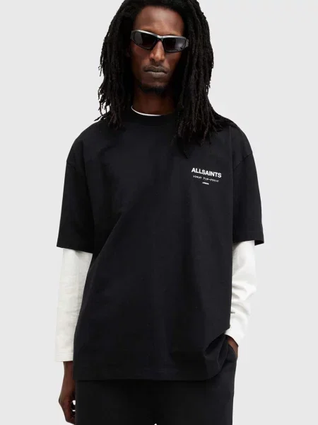 Тениска AllSaints Underground Ss Crew Jet Black L черно