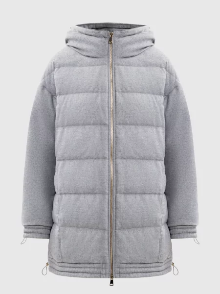 Пуховик із шовку та вовни верблюда Be Florence сірий