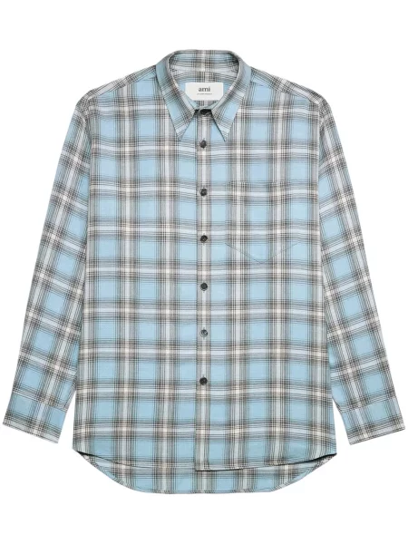 Pletena dugo košulja Ami Paris karirana plava