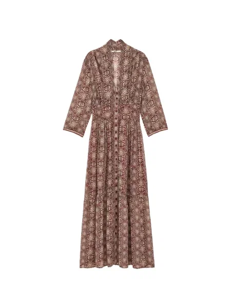 Rochie maxi Ba&sh cu imagine cu model paisley roșu