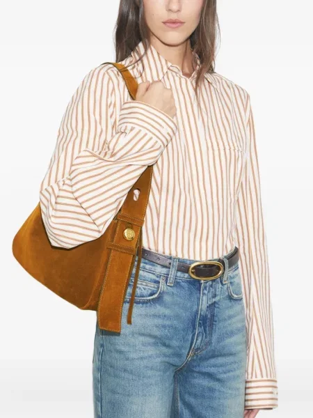 Geantă Tory Burch din piele de căprioară maro