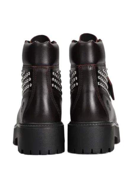 Botine Timberland cu platformă streetstyle cu strasuri roșu