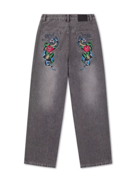 Ed Hardy Džínsy modrá červená sivá