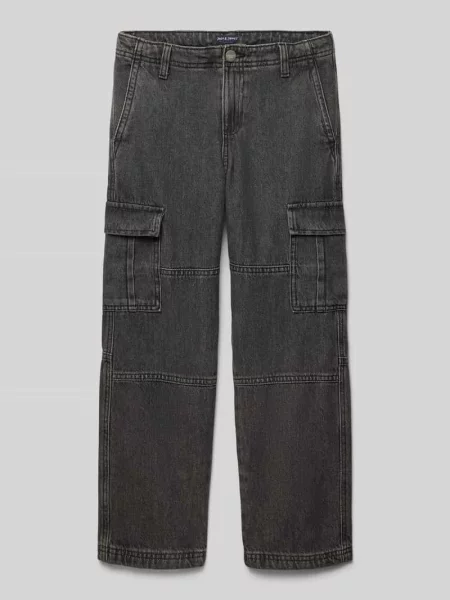 Jeansy o kroju regular fit z naszywką z logo model ‘CHRIS’ Jack & Jones czarne