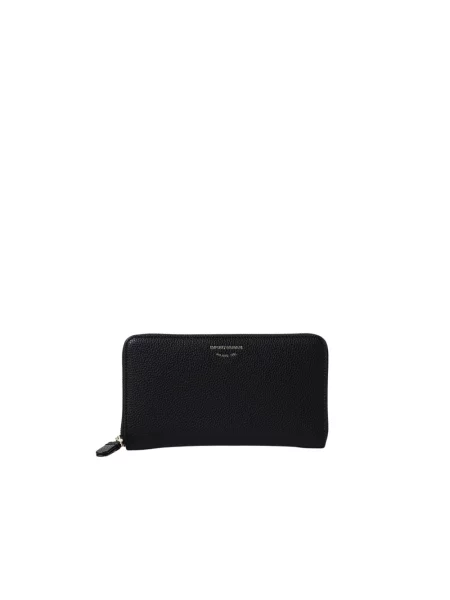 Portfel Emporio Armani skórzany z logo czarny