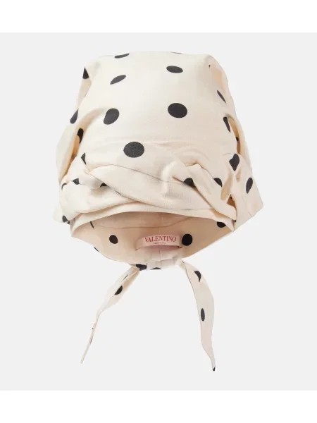 Svilena pikčasta kapa Valentino Garavani na preklop črna