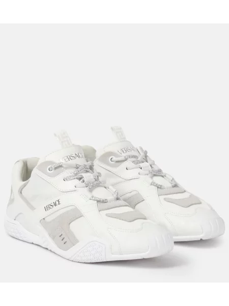 Sneakerși Versace din piele de căprioară alb