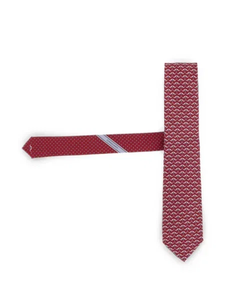 Cravată Ferragamo de mătase cu imagine cu imprimeu geometric roșu