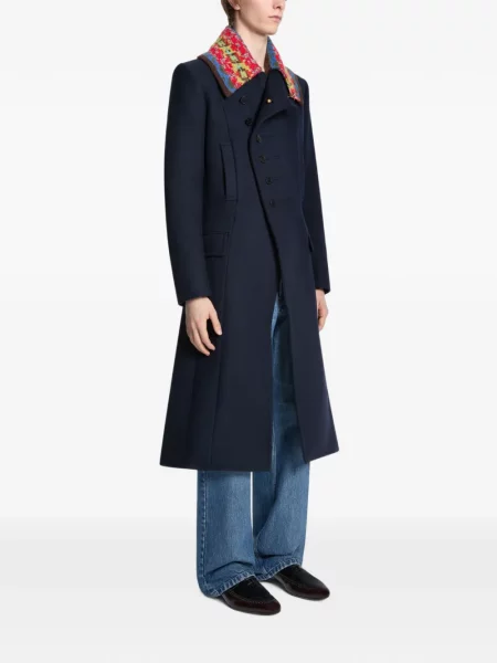 Palton Dries Van Noten de lână albastru