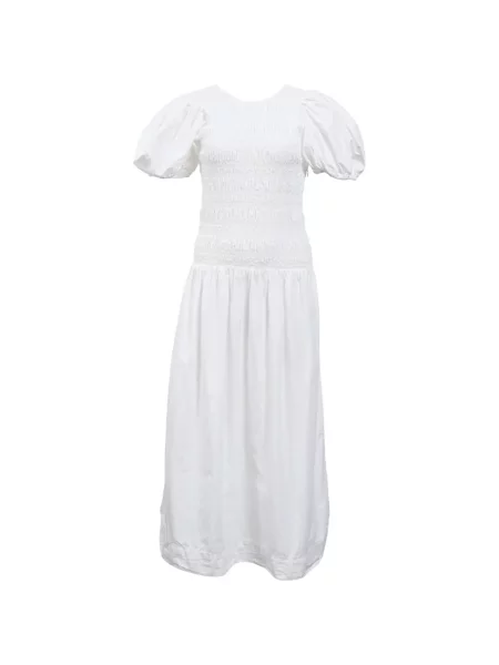Rochie midi Ganni până la genunchi de costum alb