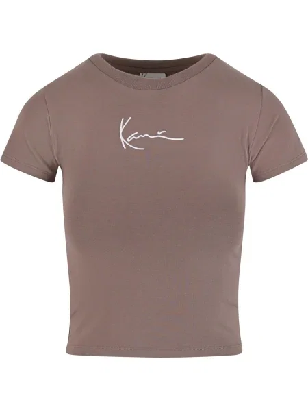 Karl Kani Tricou gri taupe alb