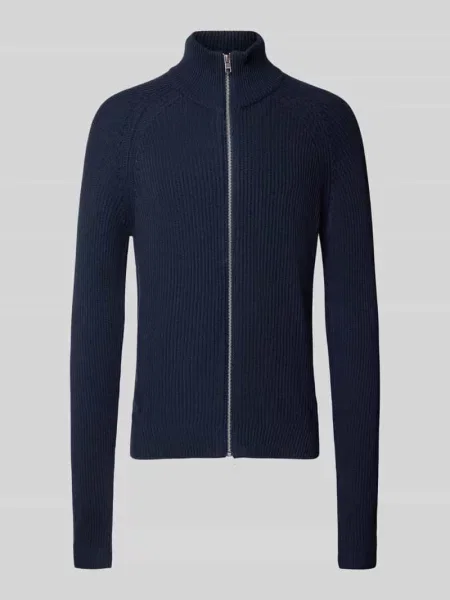 Kardigan ze stójką i zamkiem błyskawicznym model ‘PANNEL’ Jack & Jones granatowy