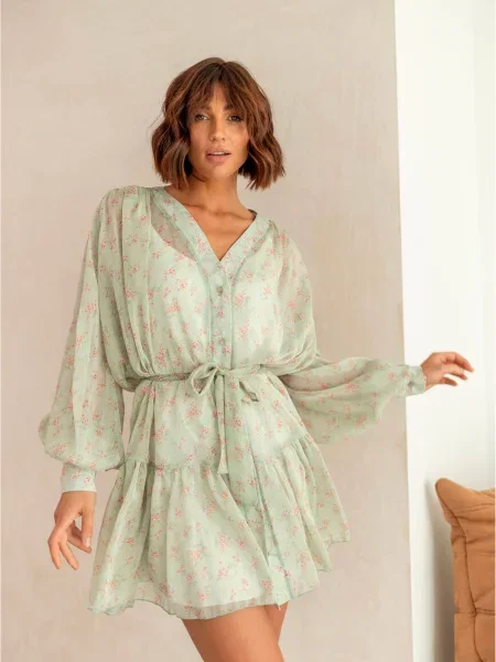 Сукня міні Milirud оливковий шифон