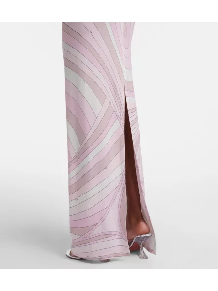 Rochie maxi Pucci din satin cu gât halter roz