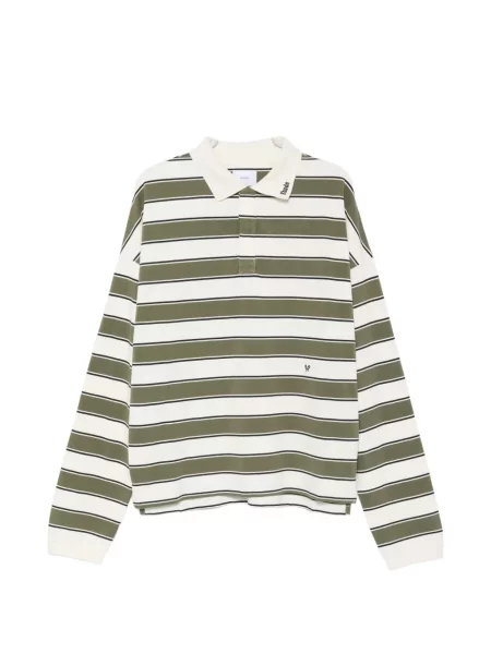 Lung tricou polo Rhude cu dungi verde