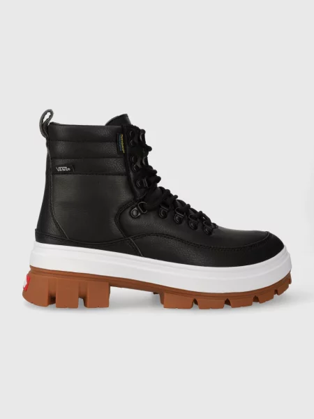Botki Vans sznurowane skórzane czarne