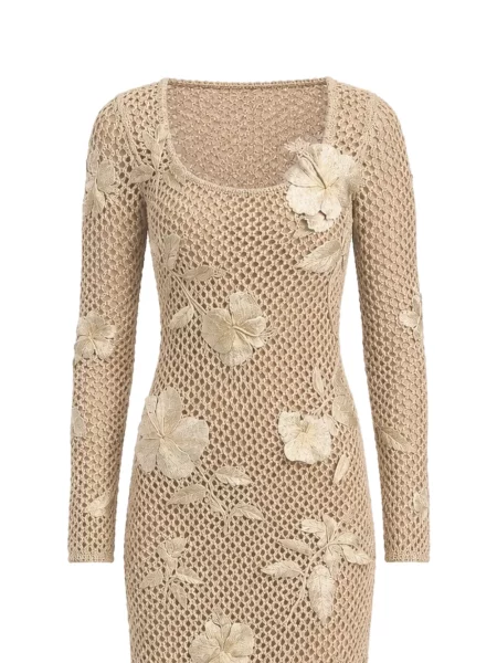 Rochie Oscar De La Renta cu model floral tricotate