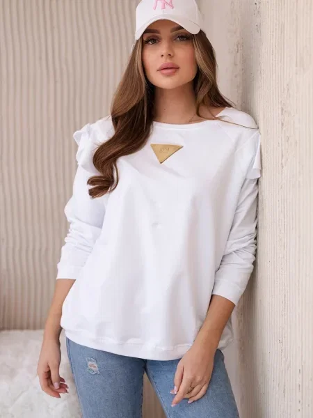 Bluzka Kesi z falbankami biała