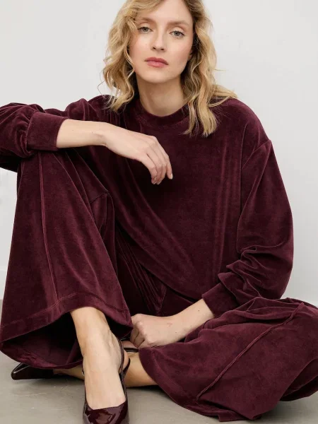 Velur pulover Answear.LAB bordo