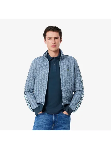 Lacoste Żakardowa Bluza Dresowa Paris Zapinana Na niebieska