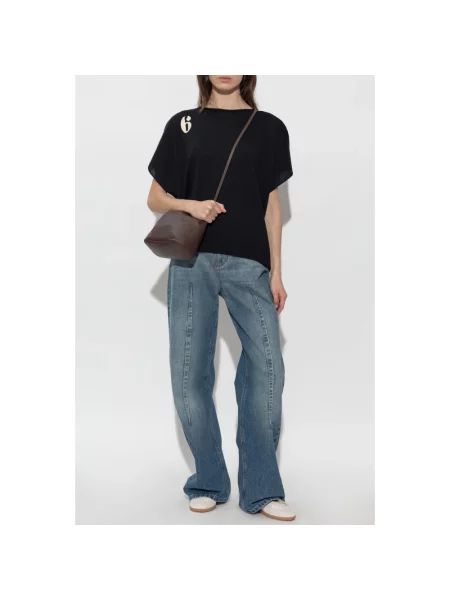 Bluzka Mm6 Maison Margiela wełniana z logo czarna