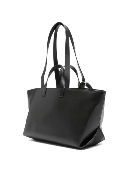 Kožená shopper kabelka A.p.c. s autogramem černá