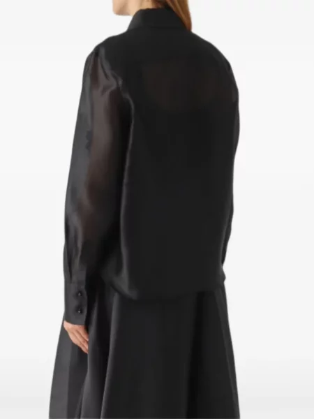Μεταξωτή φλοράλ μπλούζα Max Mara με απλικέ μαύρο