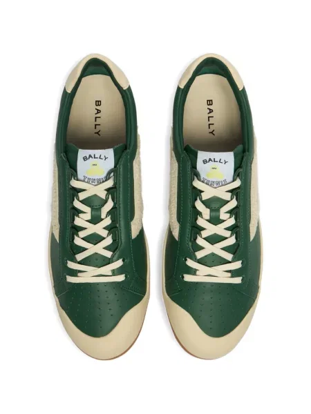 Кожаный тенис тенис обувки Bally с връзки зелено