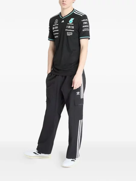 Lung hanorac Adidas cu dungi cu imagine negru