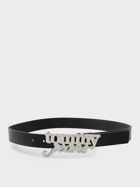 Шкіряний ремінь Tommy Jeans чорний