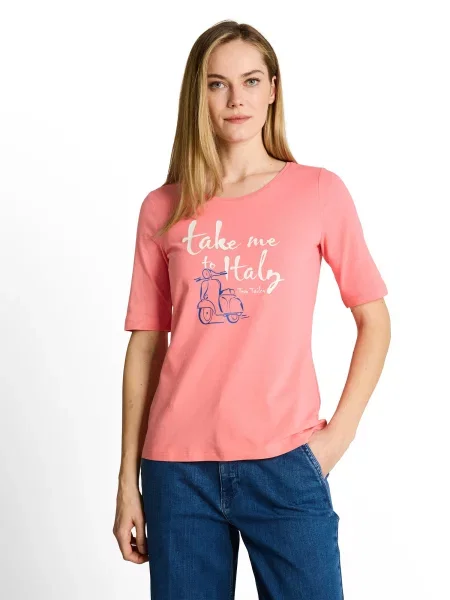TOM TAILOR Tričko kráľovská modrá / pitaya biela