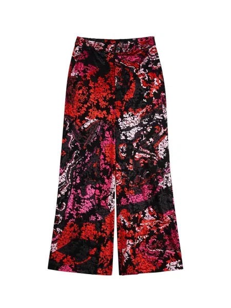 Desigual Pantaloni roz / roșu / negru alb