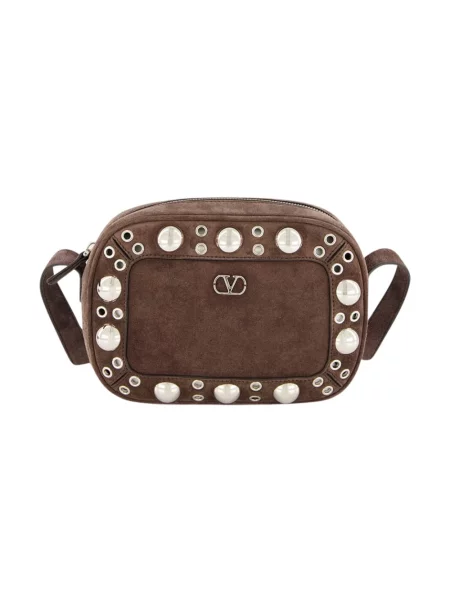 Torba crossbody Valentino Garavani zamszowa brązowa