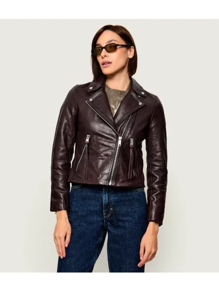 AllSaints Geacă de piele Dalby maro