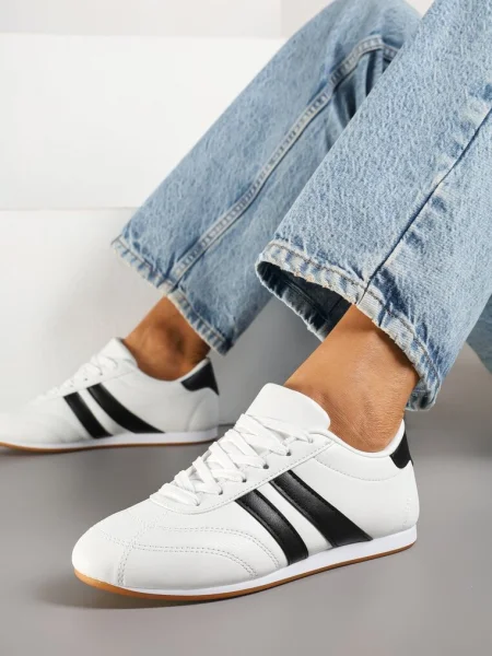 Sneakersy Typu Tenisówki z Paseczkami Liantina białe